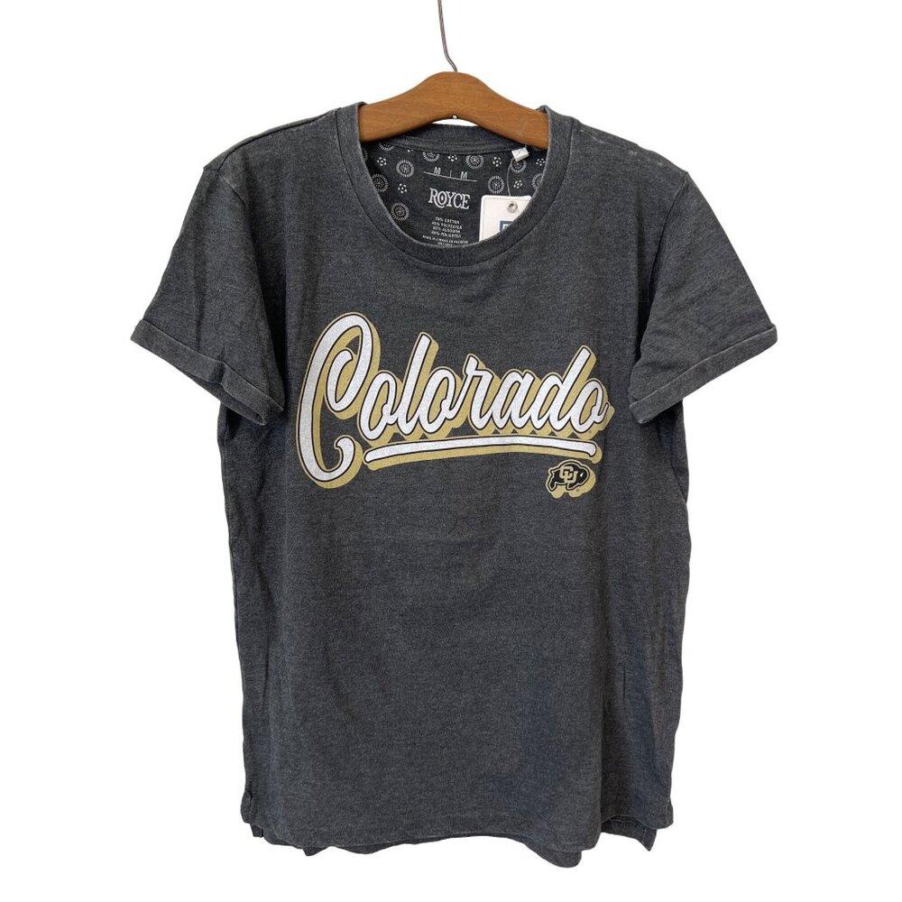 Royce Apparel Colorado Graphic T Shirt Women M Charcoal Gray Cotton College NEW